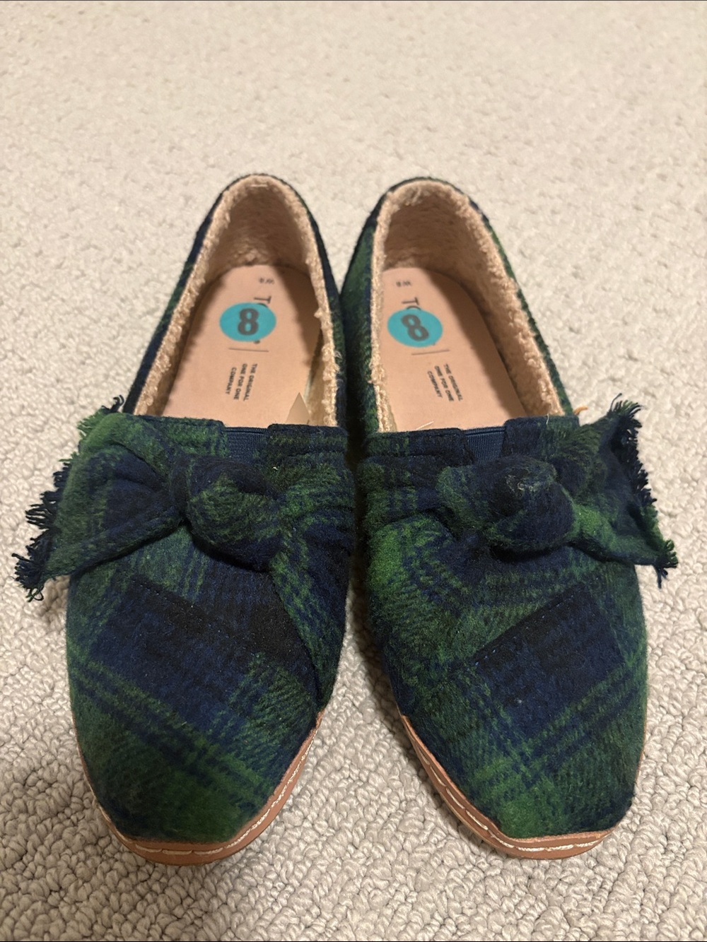 NWOT Toms Alpargata Tartan Plaid Slip-On Flats - Size 8